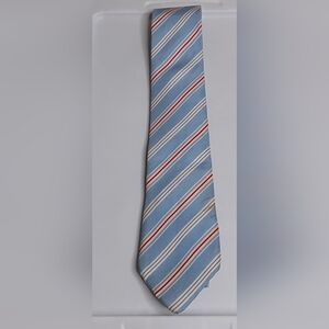 Vintage Johnny Carson Tie - Blue, with Red and White Skinny Stripes